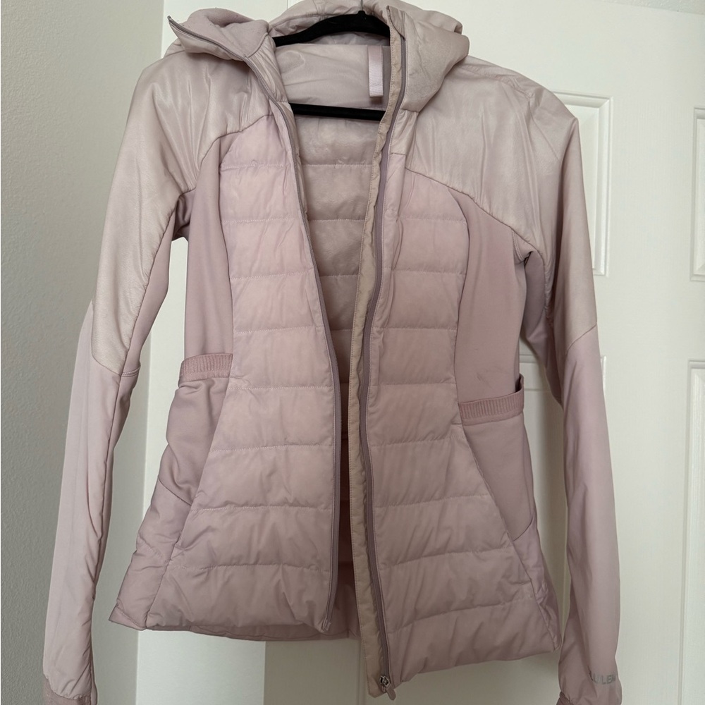 lululemon athletica down Light Pink Hooded Insulated Jacket